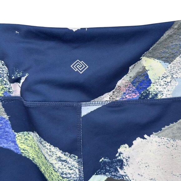 Zelos 2X Plus Size Performance Leggings Blue Abstract Print Running Walking Gym - Picture 4 of 9